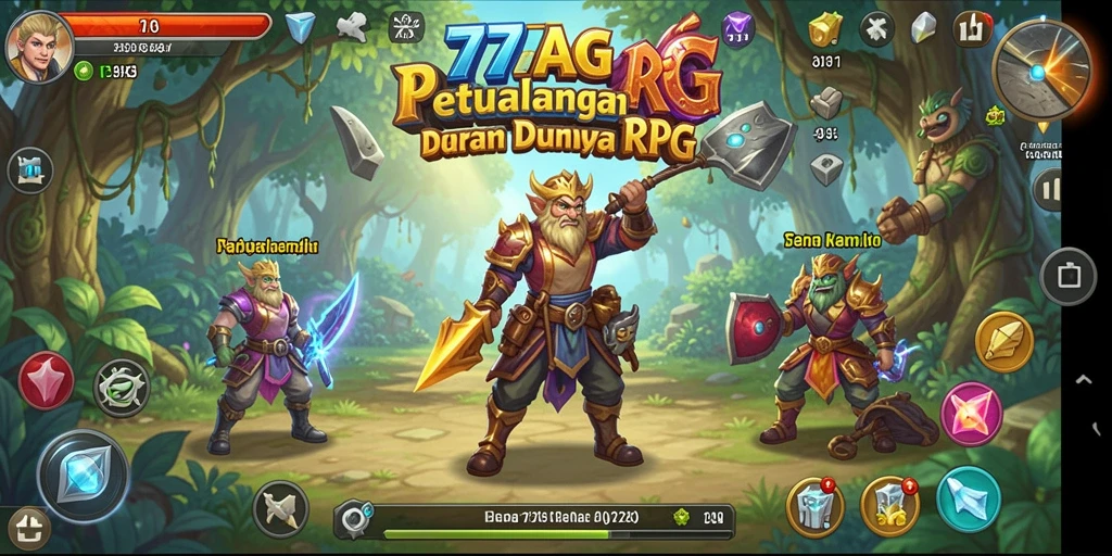 Screenshot gameplay 77AG yang menampilkan pertarungan epik dalam permainan RPG.