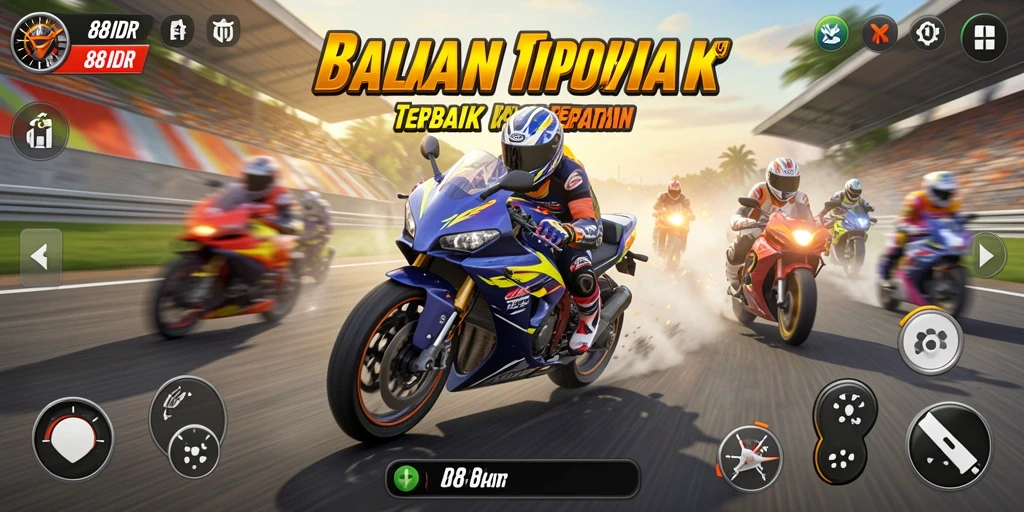 Tampilan gameplay balapan motor yang seru dan menantang di 88IDR.