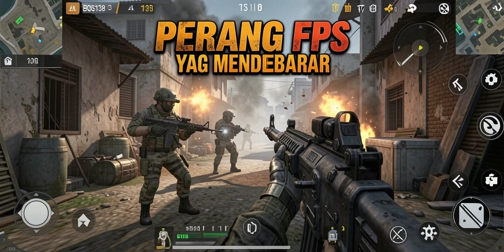 Screenshot gameplay BOS138 menampilkan aksi tembak-menembak yang intens.