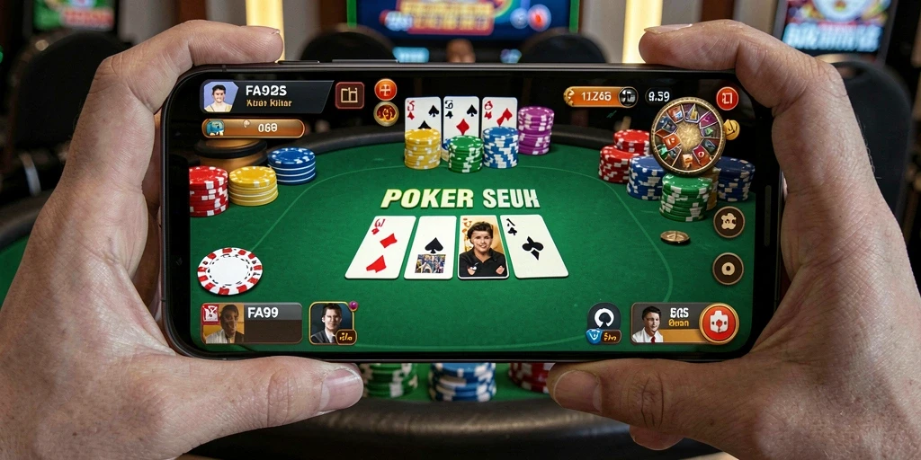 Screenshot gameplay FA99 yang menampilkan aksi poker yang seru.