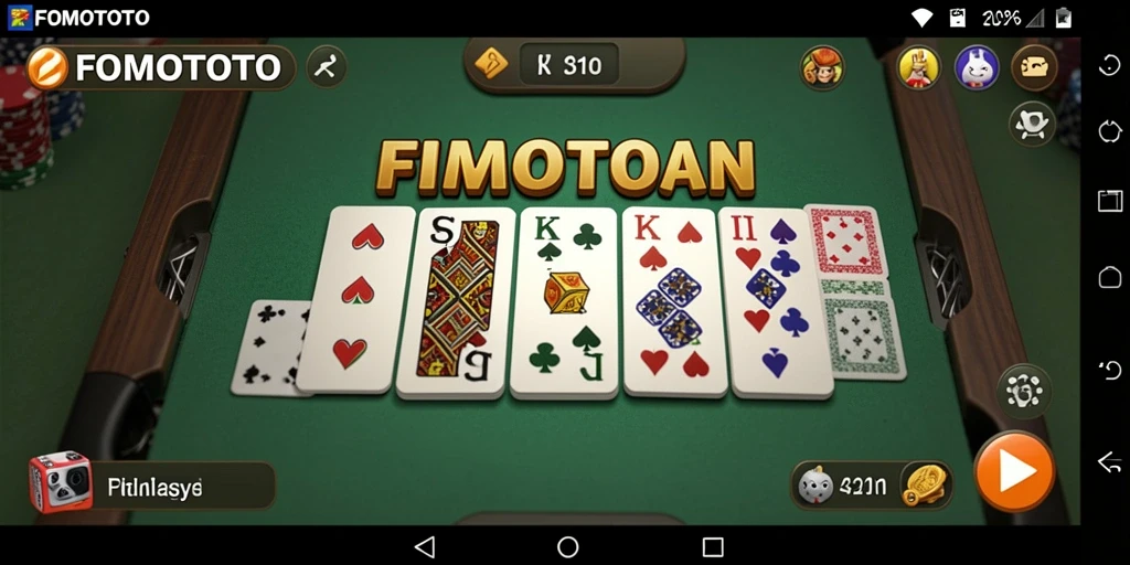 Screenshot FOMOTOTO menampilkan gameplay Domino yang seru dan interaktif.