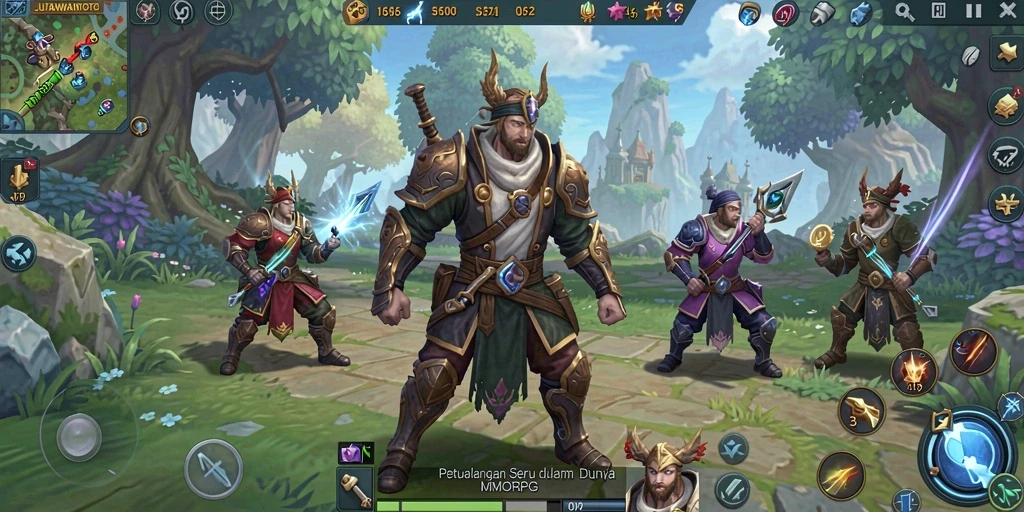 Tampilan interaktif dan seru gameplay JUTAWANTOTO dalam MMORPG.