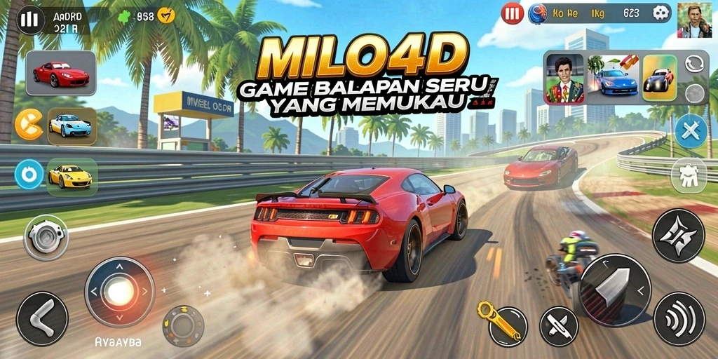Screenshot gameplay <strong>MILO4D</strong> yang menunjukkan aksi balapan yang mendebarkan.
