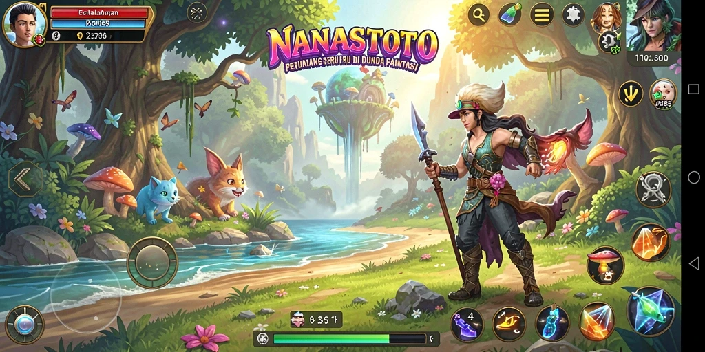 Screenshot gameplay NANASTOTO menunjukkan petualangan seru yang menantang.