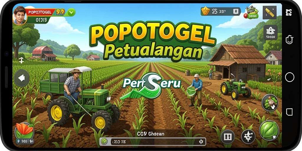 Screenshot gameplay menunjukkan kebun yang subur dan hewan yang bahagia dalam POPOTOGEL.