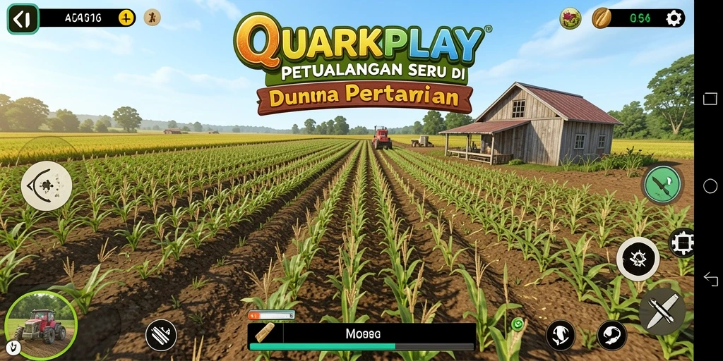 Screenshot gameplay QUARKPLAY menunjukkan pesona pertanian yang menarik.