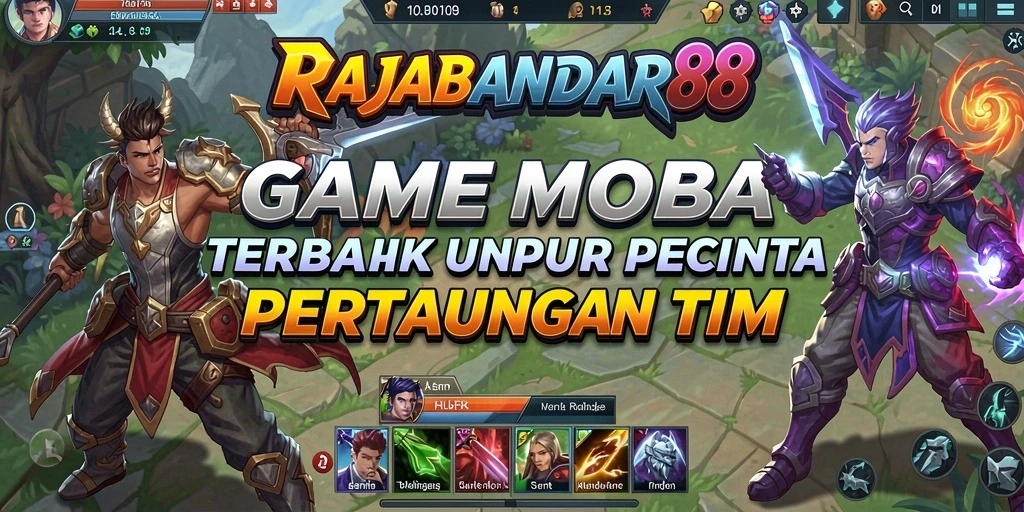 Screenshot dari gameplay RAJABANDAR88 yang menampilkan aksi seru di medan pertempuran MOBA.