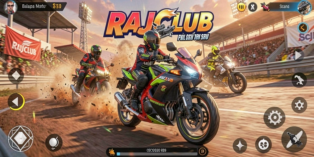 Gameplay balapan motor yang seru dan mendebarkan di RAJACLUB.
