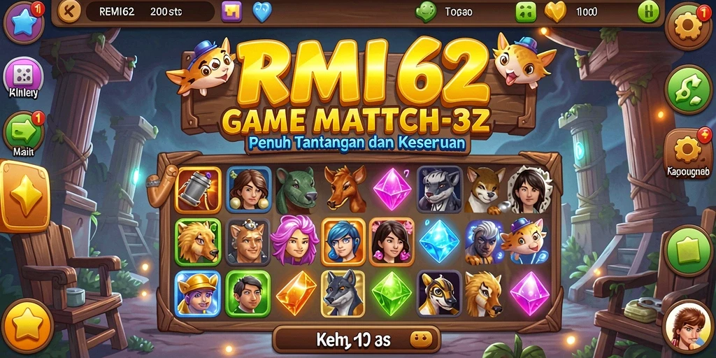 Tangkapan layar gameplay REMI62 menunjukkan keseruan mencocokkan item.