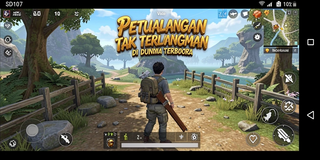 Tangkapan layar gameplay <strong>SD107</strong> yang menunjukkan petualangan seru dan eksplorasi dunia.