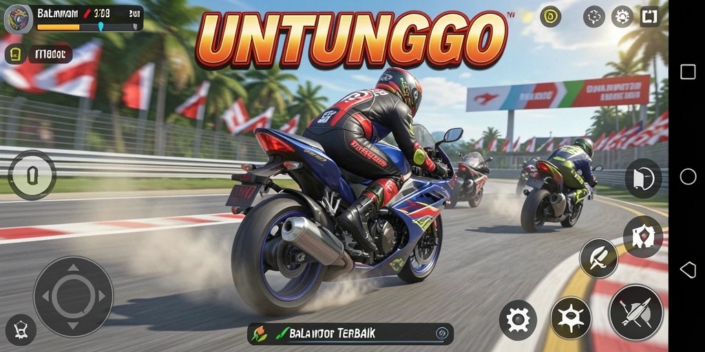 Gameplay seru balap motor yang menantang dan mendebarkan.