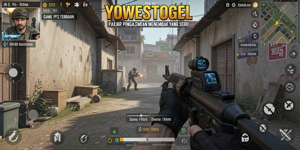 Tangkapan layar menunjukkan aksi menembak intens di YOWESTOGEL.